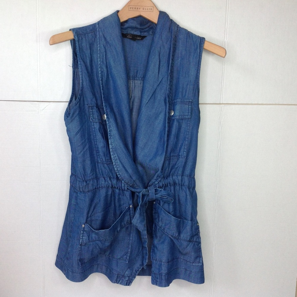 Blue Jean Vest Denim Cargo Vest Jacket